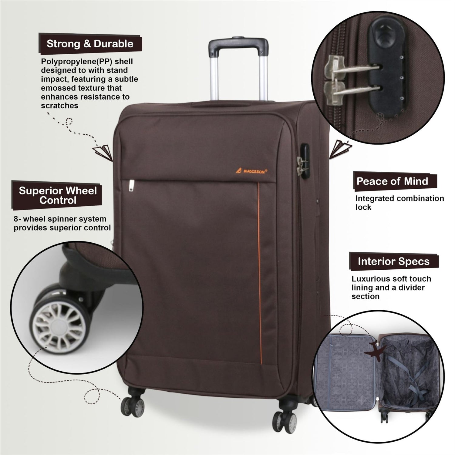 Carrollton Cabin Soft Shell Suitcase in Brown