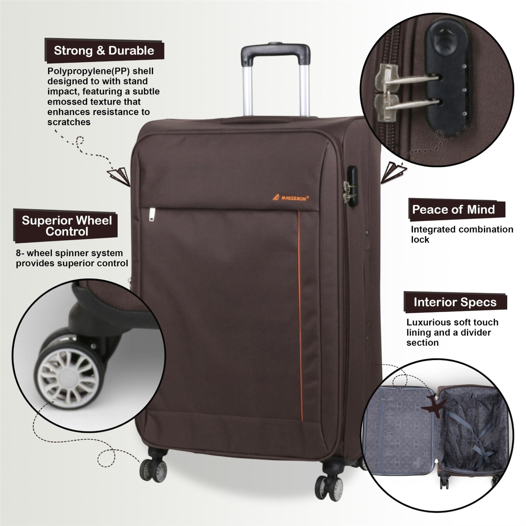 Carrollton Cabin Soft Shell Suitcase in Brown