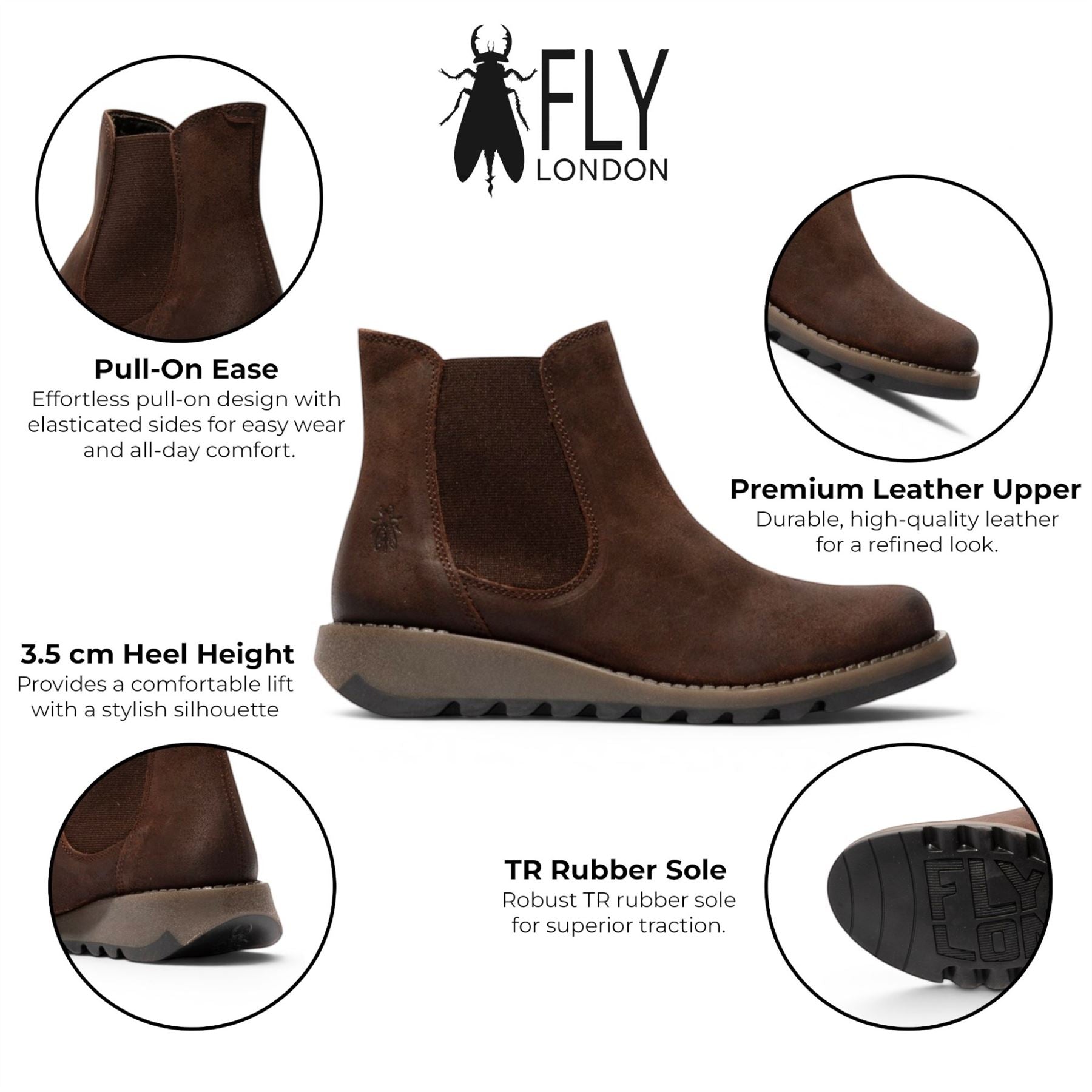 Fly London Womens Brown Chelsea Suede Leather Ankle Boots - SALV195