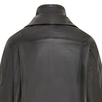 Womens Leather Biker Blouson Oversized Jacket - Big Bomber