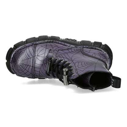 New Rock Purple Leather Gothic Military Biker Boots - MILI083CCT-C122