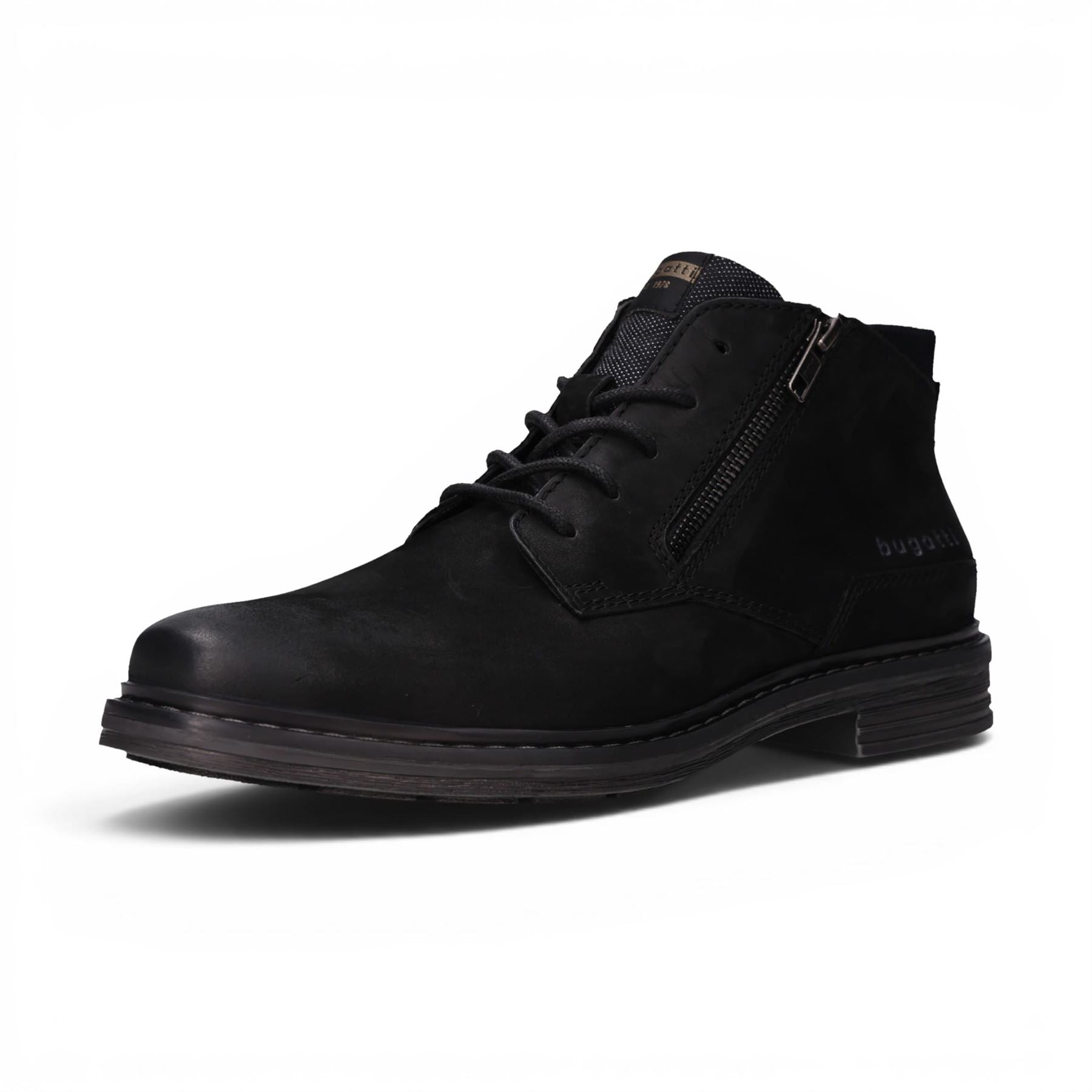 Bugatti Mens Black Leather Lace-up Chukka Ankle Boots - Rigalo Evo C30
