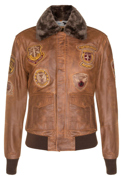 Mens Leather Flying Aviator Bomber Jacket - Crowland