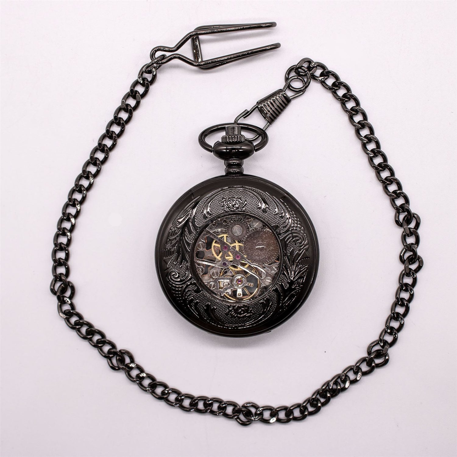 Vinatage Mechanical Alloy Skeleton Half Hunter Pocket Watch