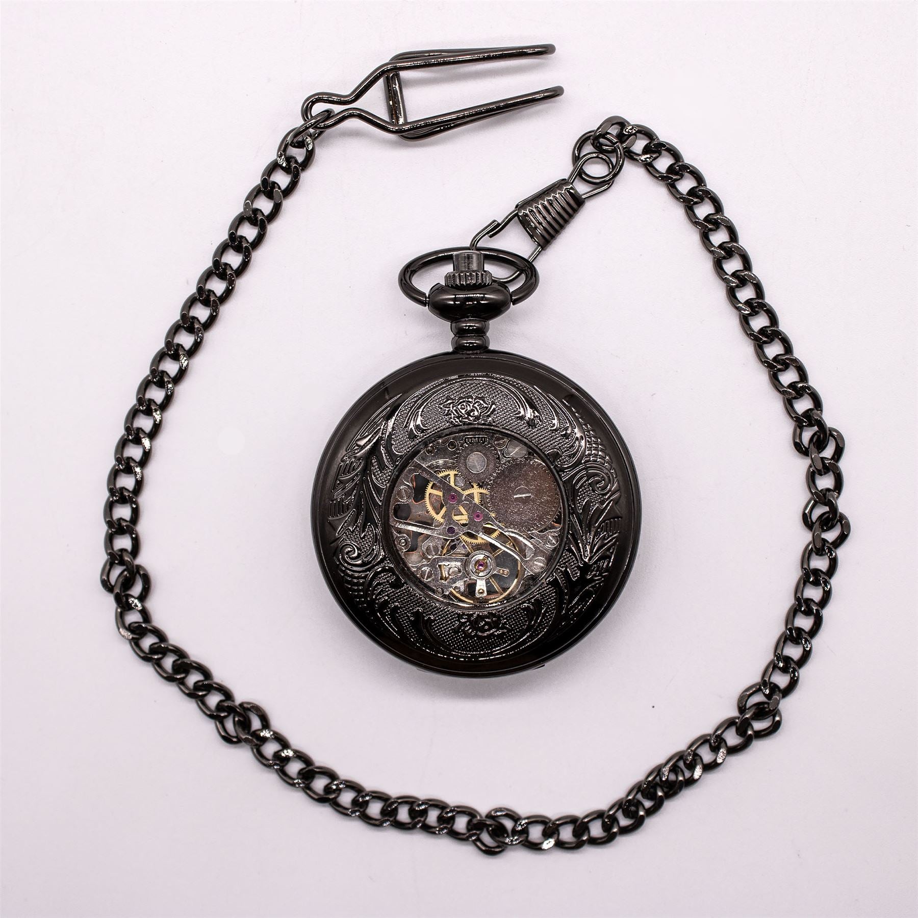 Vinatage Mechanical Alloy Skeleton Half Hunter Pocket Watch