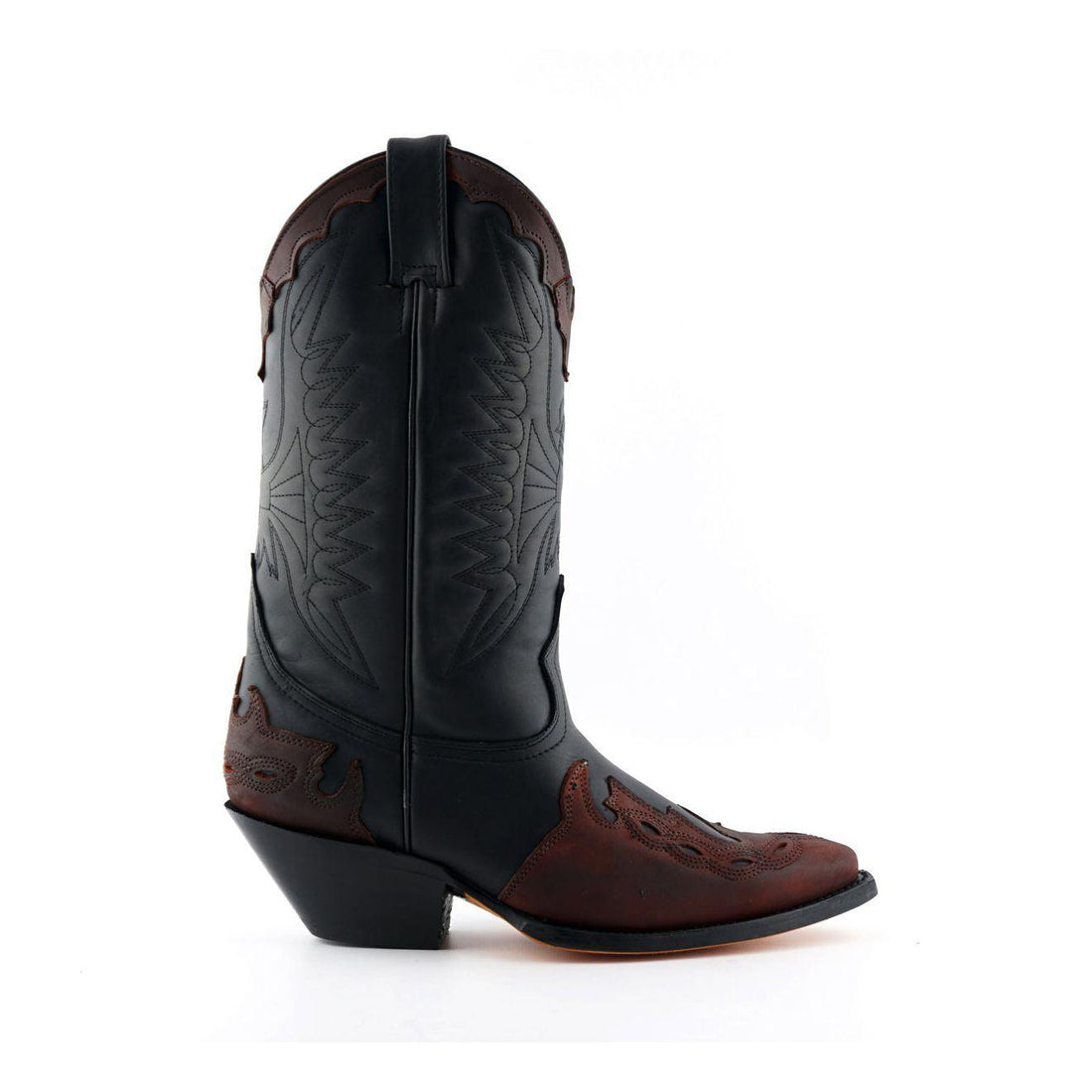 Grinders Unisex Black/Burgundy Leather Cowboy Boots-Arizona