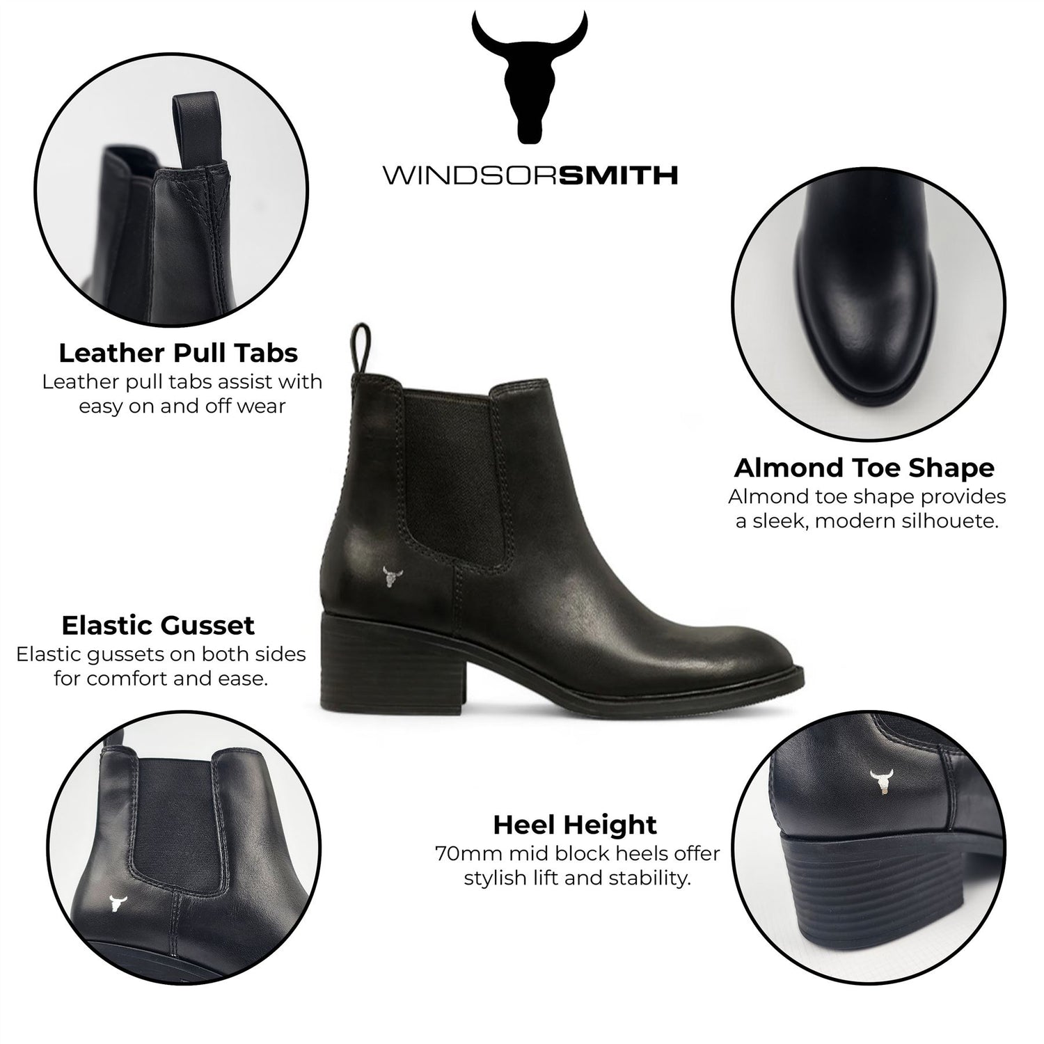 Windsorsmith Black Classic Leather Chelsea Boots - Replace