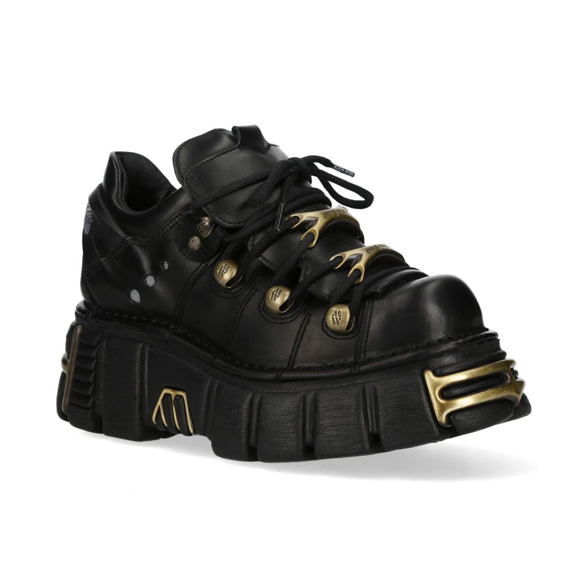 New Rock Black Leather Gothic Platform Ankle Boots - M-120N-C116