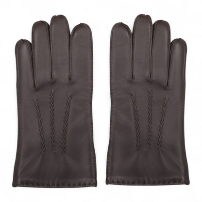 Men’s Italian Leather Warm Wool Lining Winter Stich Design Gloves - M-LGV-205