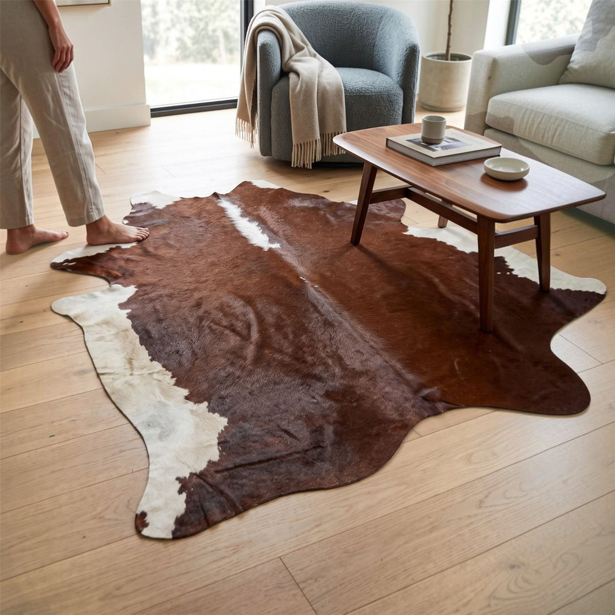 Natural Cow Leather Cowhide Hairon Rug - Hereford