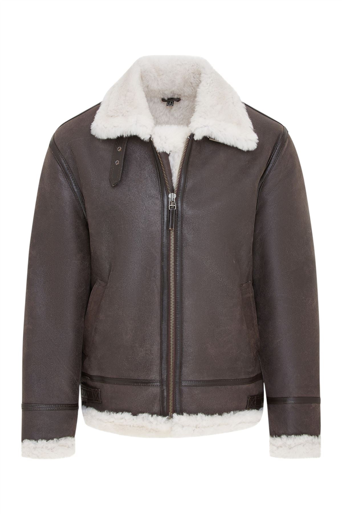 Mens Warm Sheepskin Aviator Zip-Up Flight Jacket-Harrogate