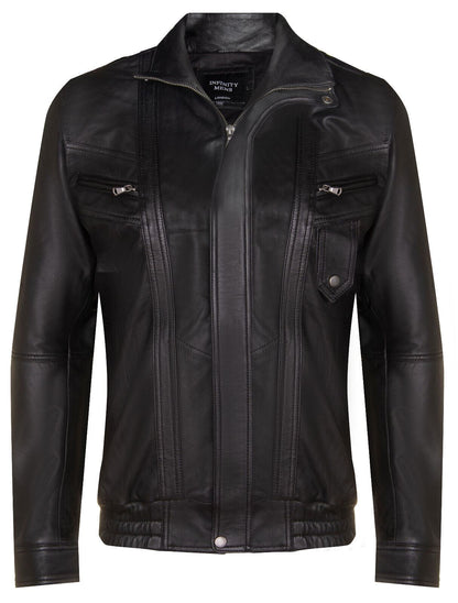 Mens Classic Leather Bluson Bomber Jacket-Cranbrook