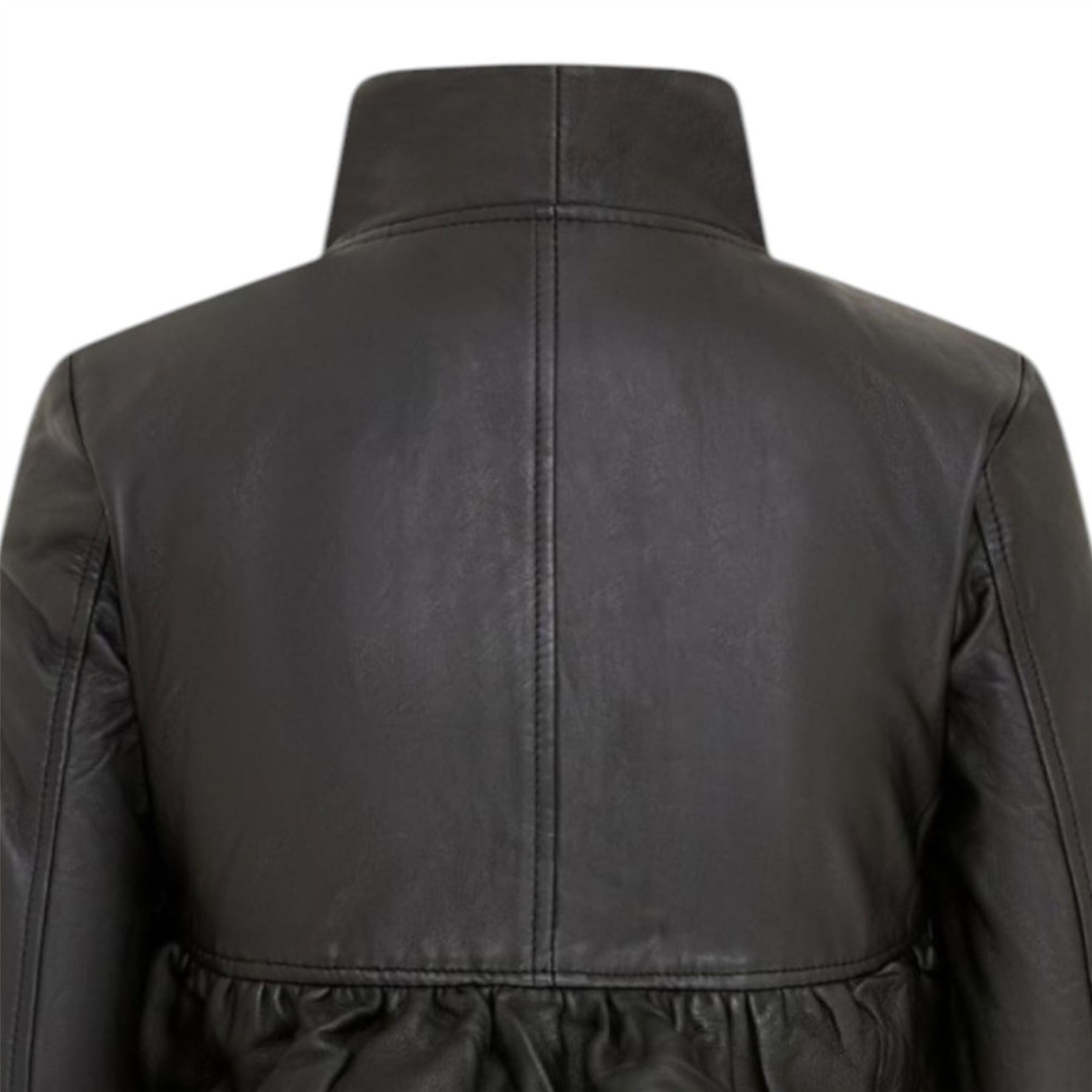 Womens Goth Leather High Collar Victorian Flare Tailcoat - Challa