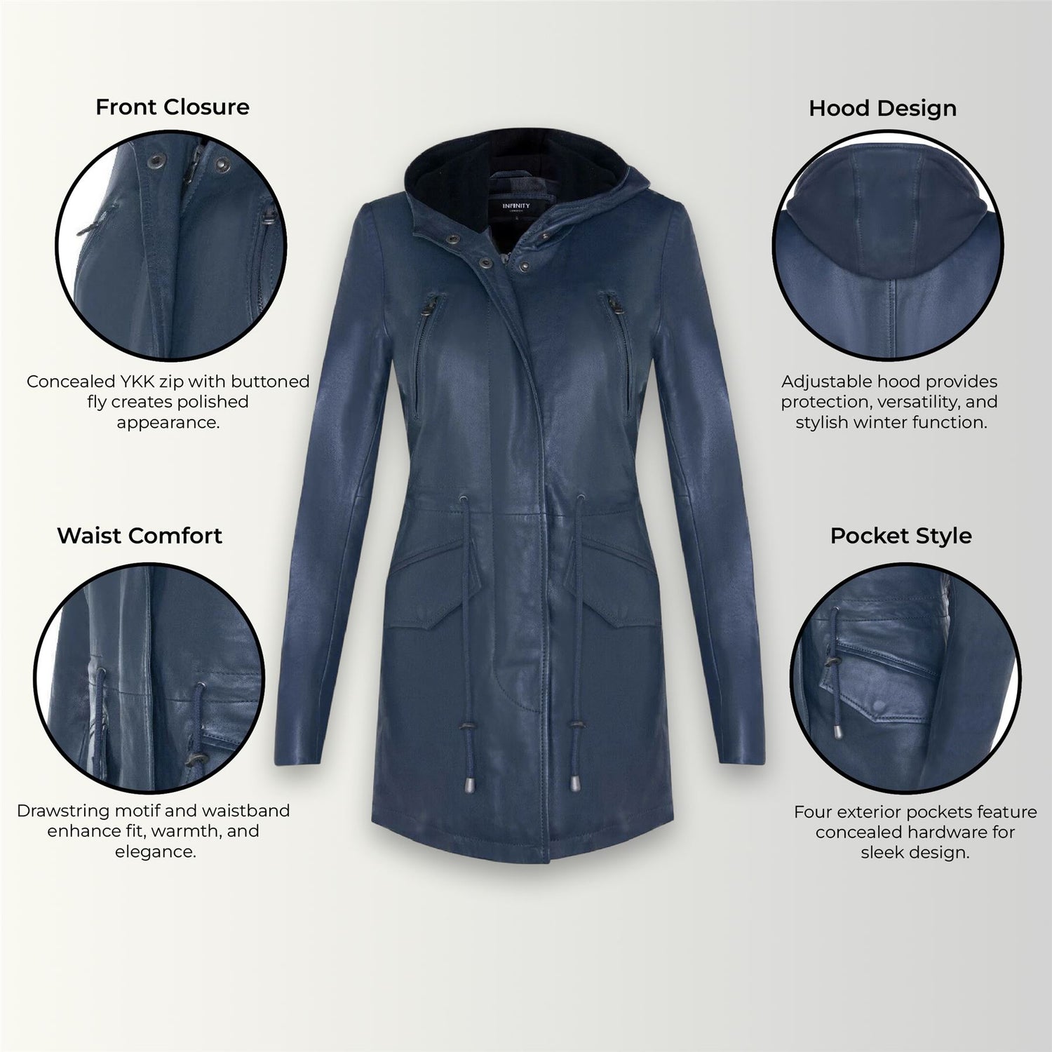 Womens Mid Length Hooded Parka Jacket-Oakengates