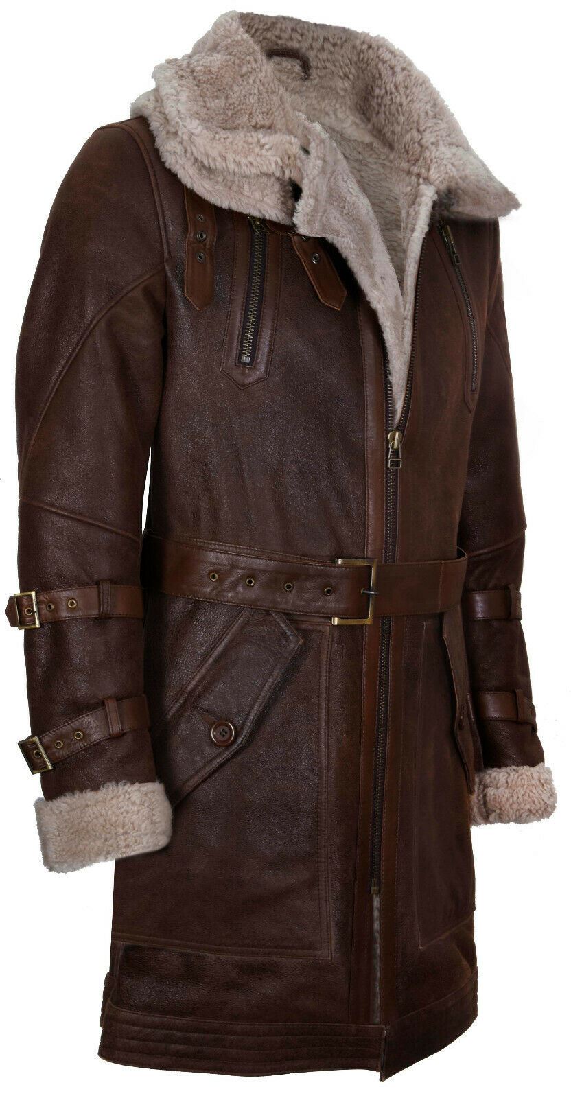 Mens 3/4 Length Sheepskin Leather Overcoat-Kendal