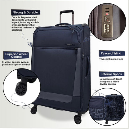 Blountsville Large Soft Shell Suitcase in Navy