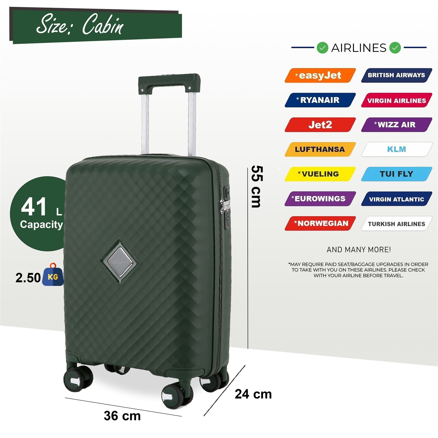 Courtenay Cabin Hard Shell Suitcase in Green