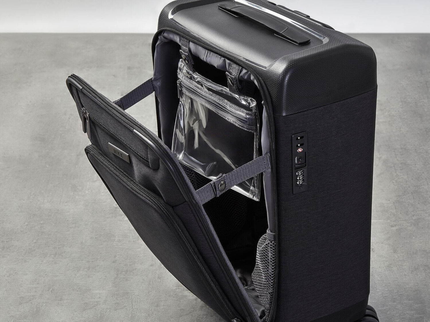 Anniston Medium Soft Shell Suitcase in Black