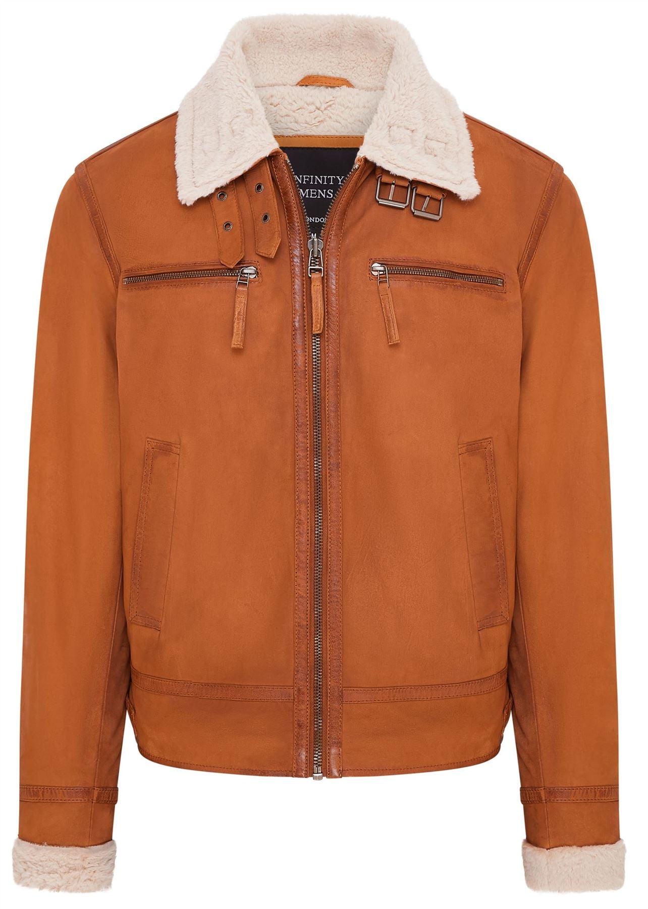 Mens Real Sheep Suede Bomber Aviator Jacket - Sandnes