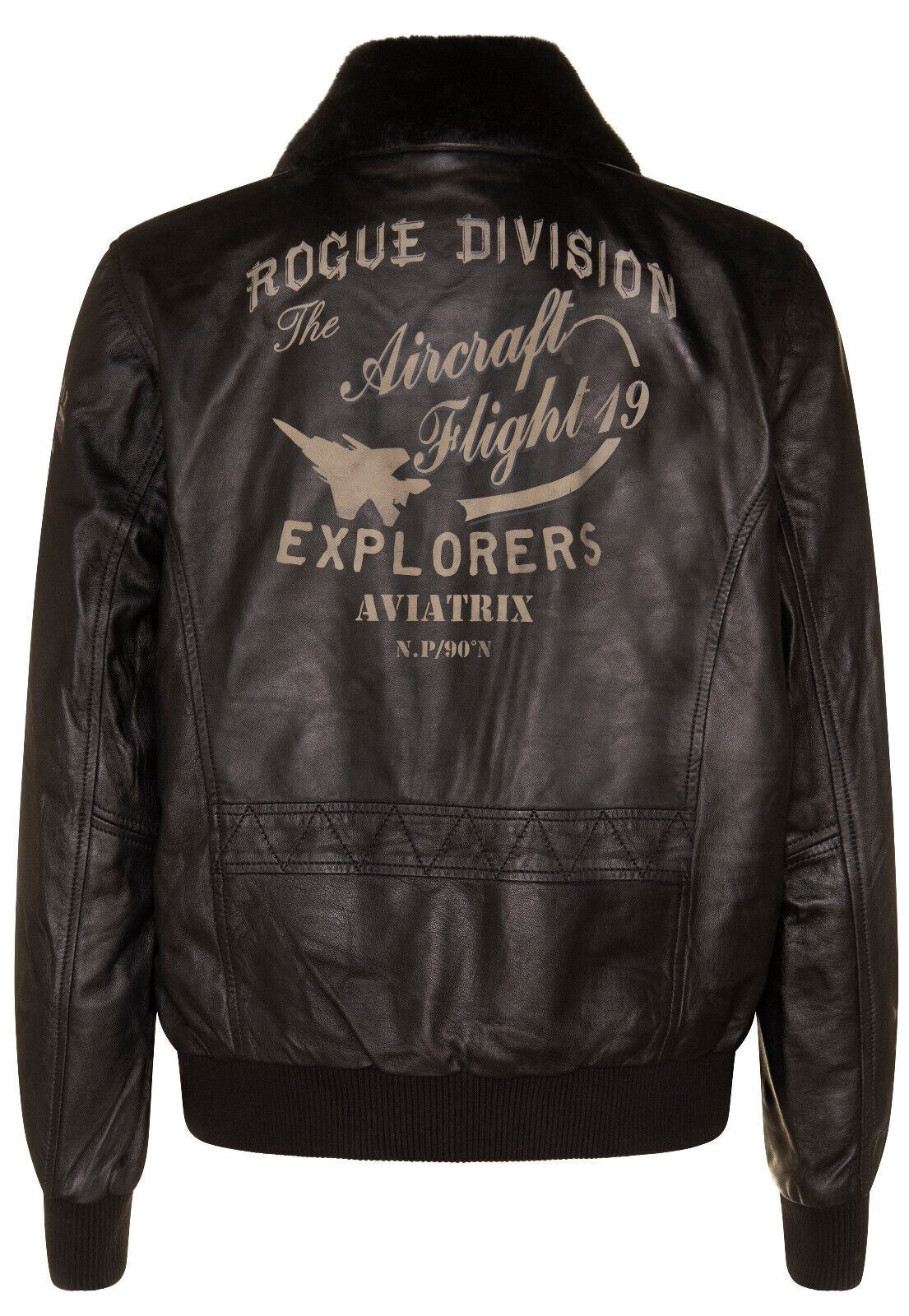 Mens Printed Leather Pilot Bomber Jacket - Croydon