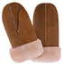 Handmade REAL LEATHER SHEEPSKIN MITTENS SHEARLING BROWN MITTS GLOVES THICK WARM - Upperclass Fashions 