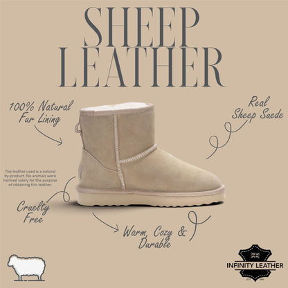 Women’s Sand Brown Genuine Sheepskin Real Fur Winter Ankle Boots - Frost