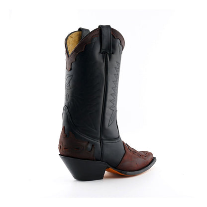 Grinders Unisex Black/Burgundy Leather Cowboy Boots-Arizona