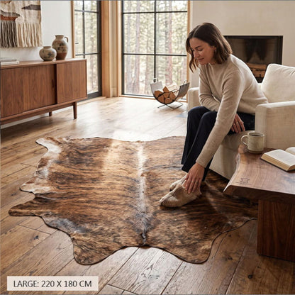 Natural Cow Leather Cowhide Hairon Rug - Light Brindle