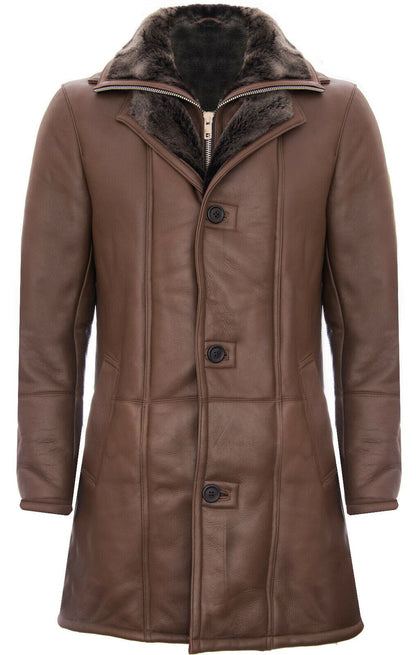 Mens Warm Sheepskin Leather Overcoat-Ilford
