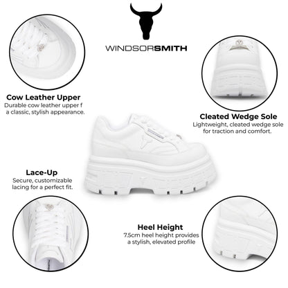 Windsorsmith White Chunky Leather Sneakers - Swerve