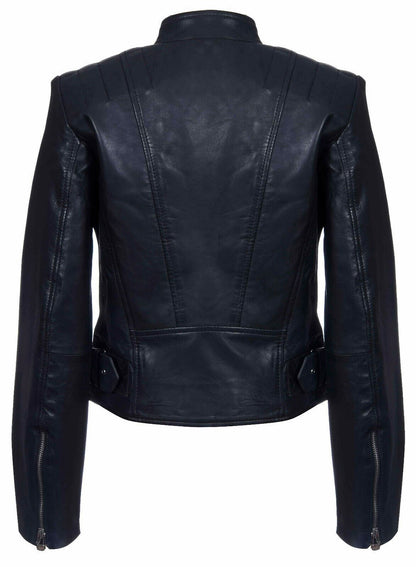 Womens Vintage Leather Biker Jacket-Marlow