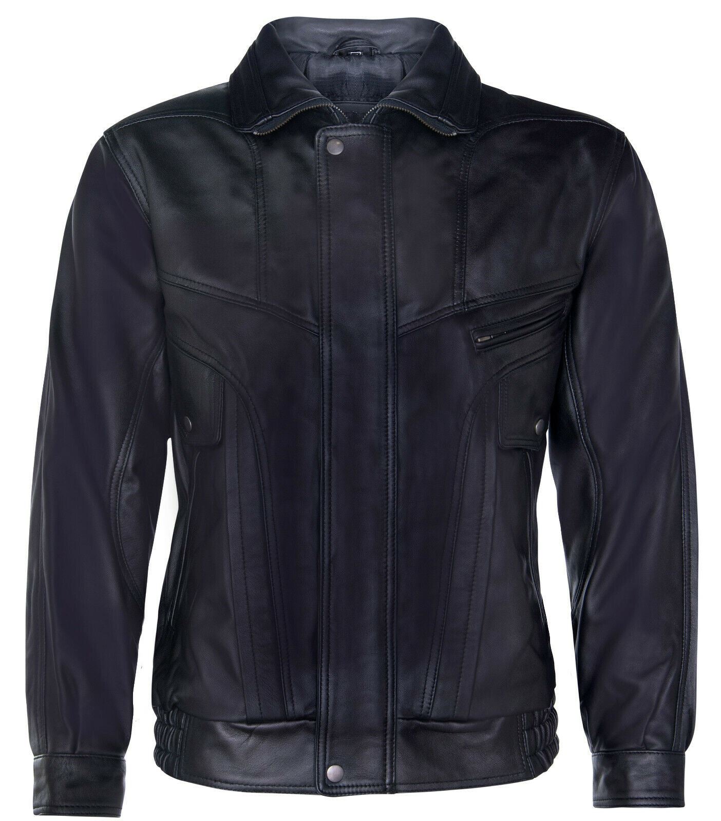 Mens Harrington Bomber Leather Jacket-Cheshunt