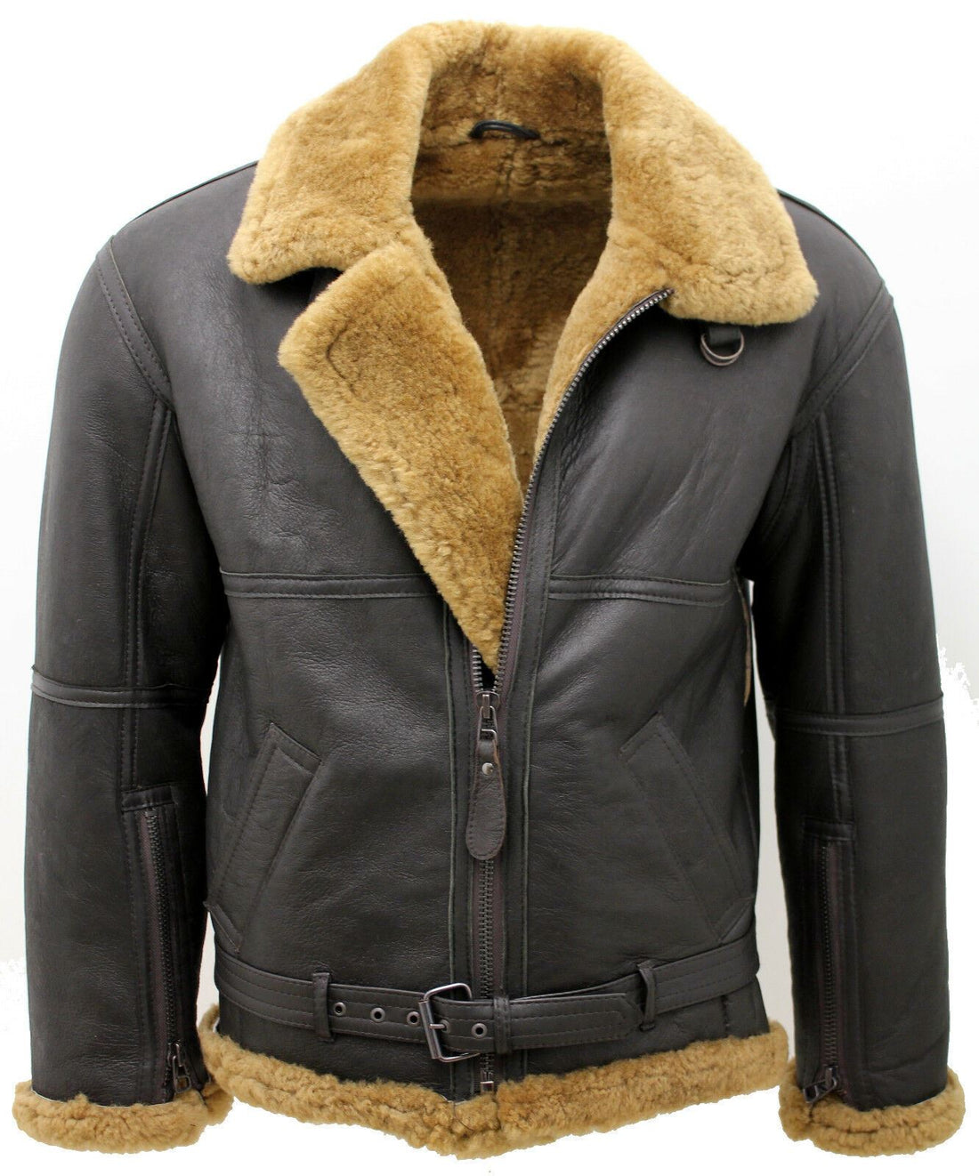 Mens B3 Sheepskin RAF Aviator Leather Jacket-Hatfield