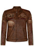 Mens Versatile Leather Biker Jacket-Stone - Upperclass Fashions 