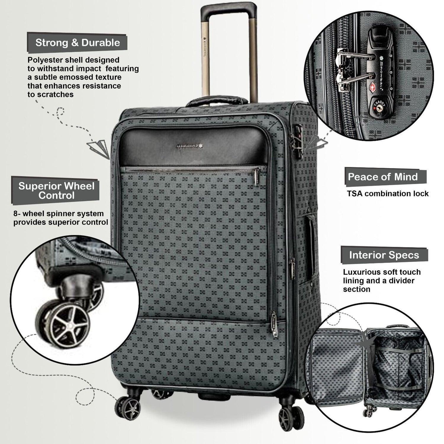 Cleveland Large Soft Shell Suitcase in Grey