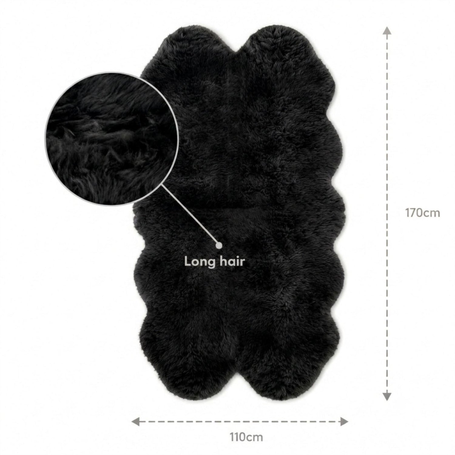 Genuine Sheepskin Quad Natural Fluffy Silky Soft Real Wool Rug