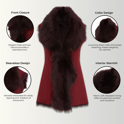 Womens Warmer Toscana Sheepskin Long Gilet-Seaford