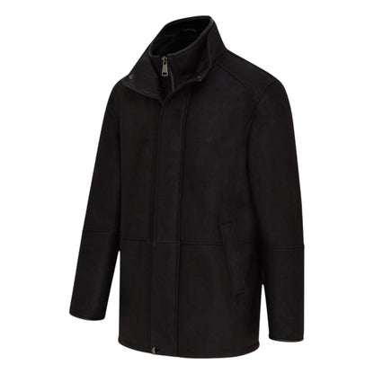 Mens Leather Funnel Neck Collar Coat Jacket - Thomas