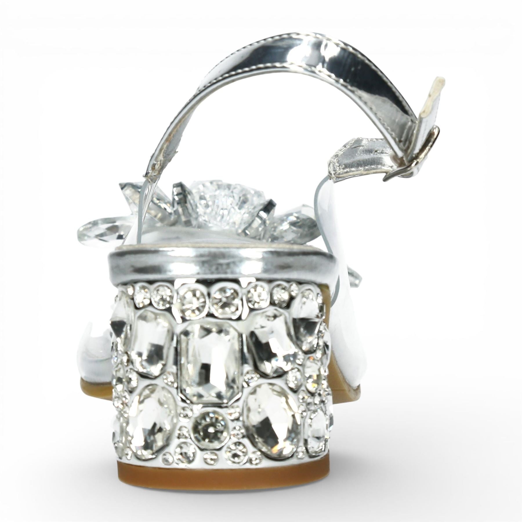 Laura Vita Women’s Mily-22 Clear Silver Slip-On Cinderella Heel Sandals