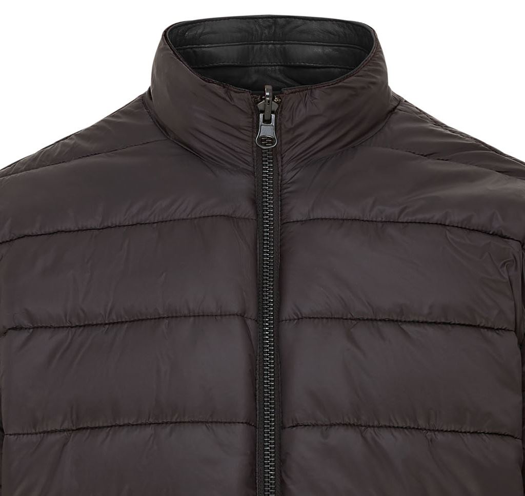 Mens Hooded Reversible Bomber Leather Jacket - Raufoss