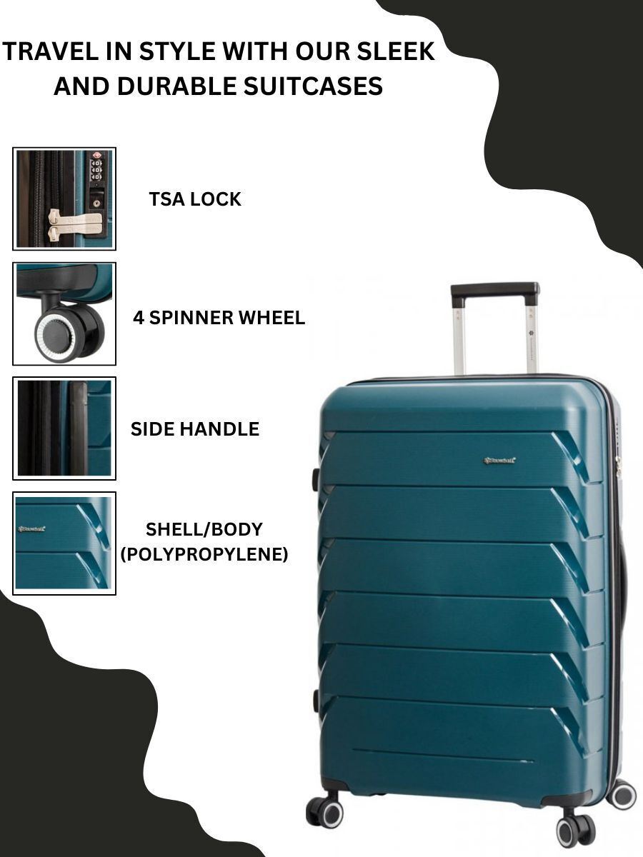 Green 8 Wheel Hard Shell Strong Cabin Suitcase Set Luggage - Upperclass Fashions 