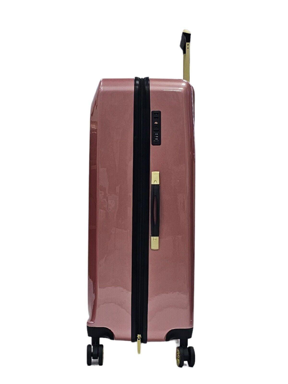 Hard Shell Pink 4 Wheel Suitcase Flower Print Luggage Cabin