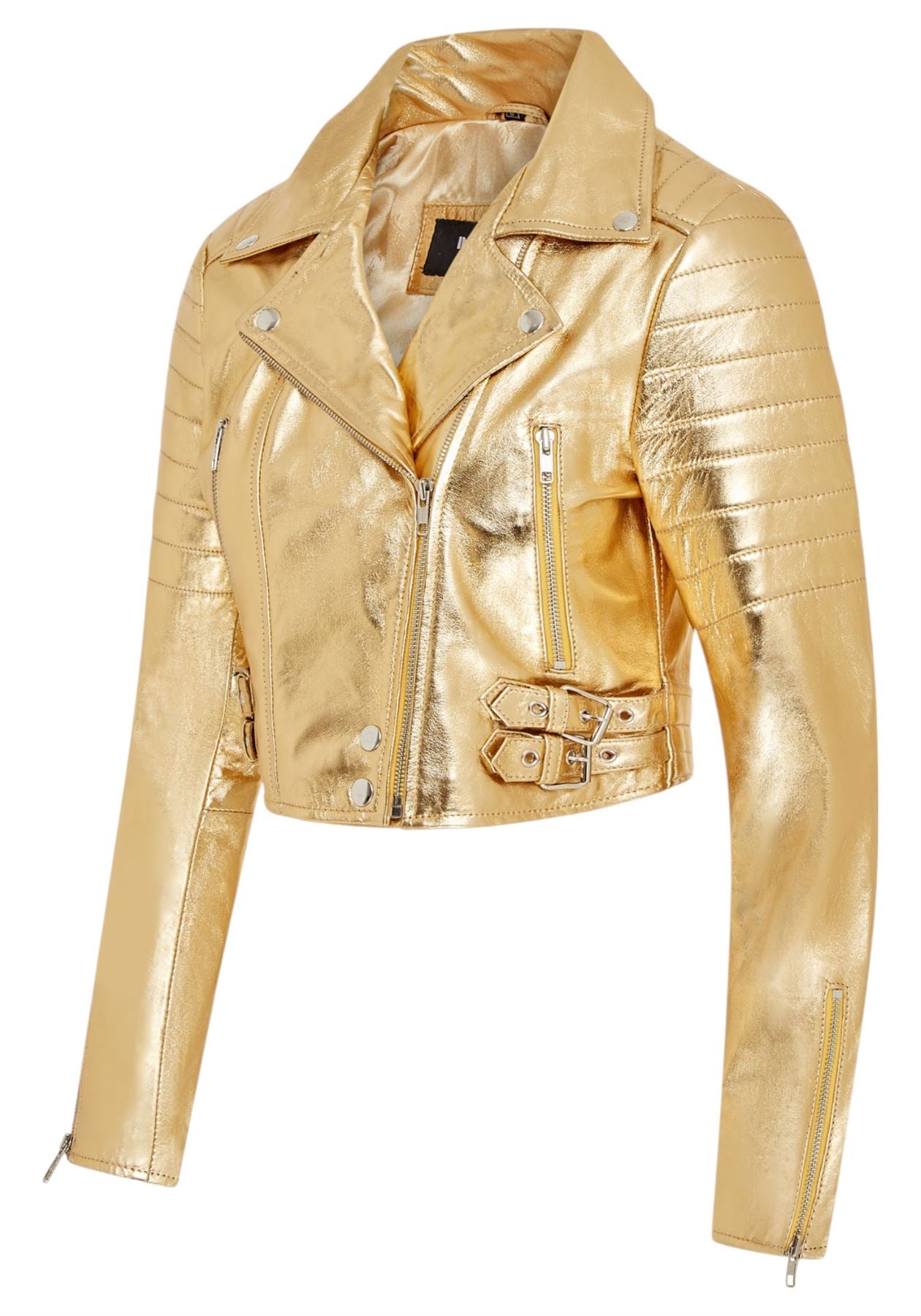 Womens Brando Cropped Leather Jacket-Longtown
