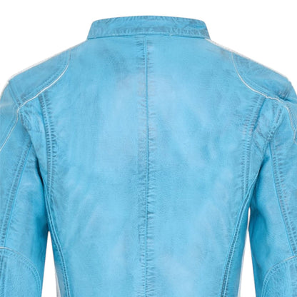 Womens Biker Racing Badges Leather Jacket-Eastleigh