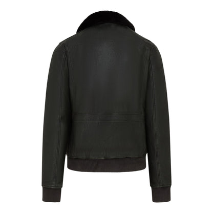 Mens Leather Aviator Bomber Jacket - Lunar