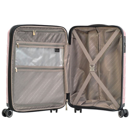 Rose Gold 8 Wheel Hard Shell Strong Cabin Suitcase Set Luggage