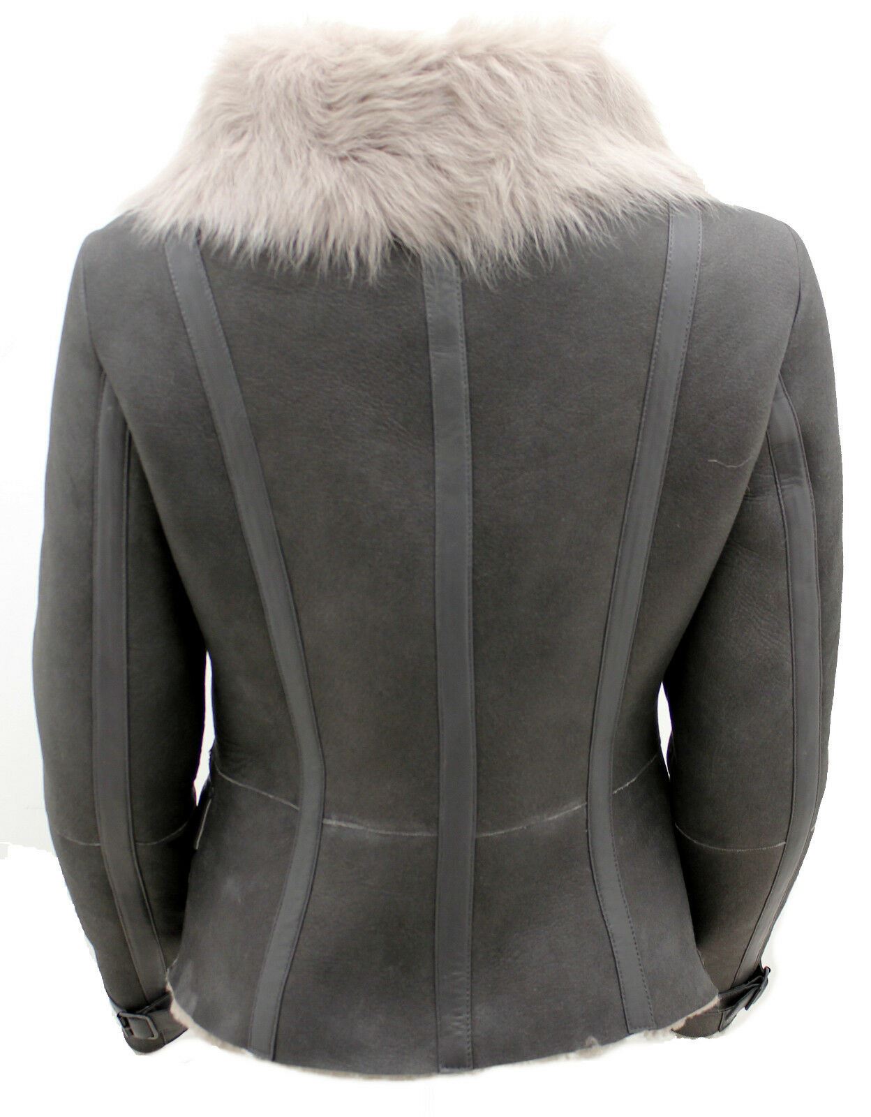 Womens Shearling Grey Toscana Flying Jacket-Polegate