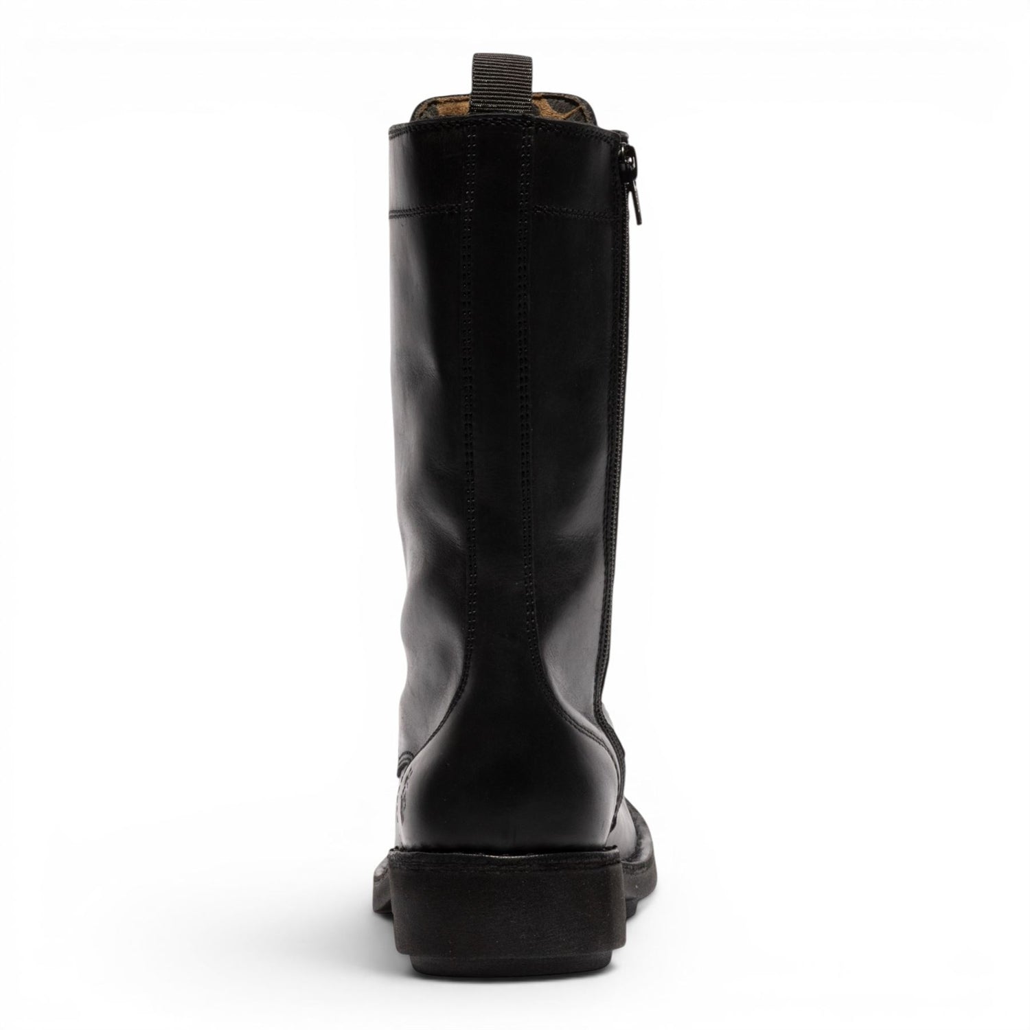 Fly London Women’s Black Leather Lace-Up Combat Ankle Boots- NOLE176