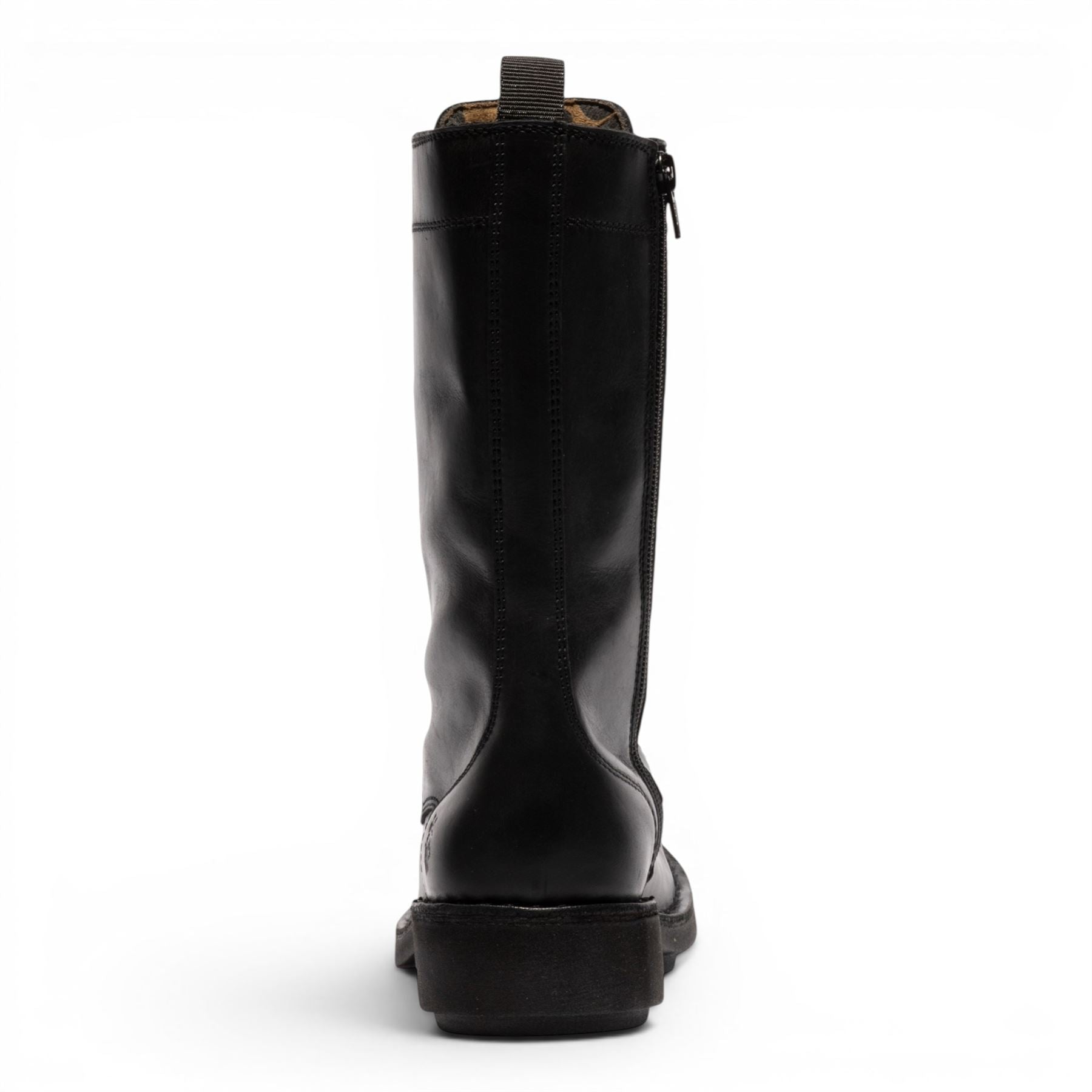 Fly London Women’s Black Leather Lace-Up Combat Ankle Boots- NOLE176