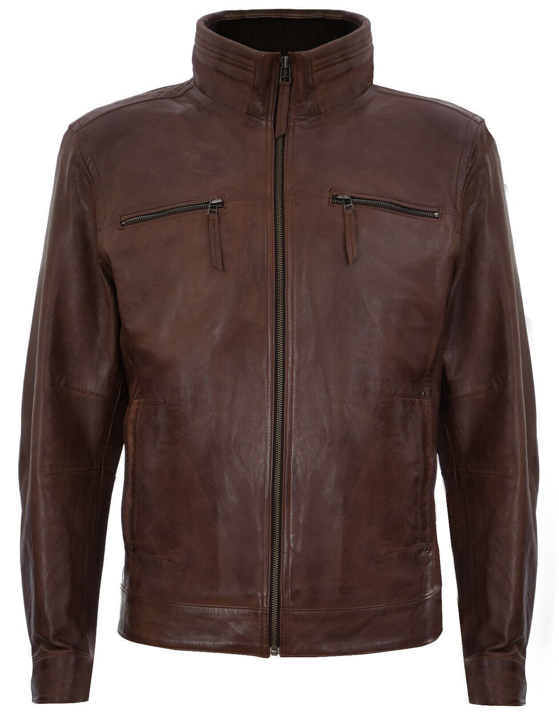 Mens Classic  Leather Biker Jacket-Stevenage
